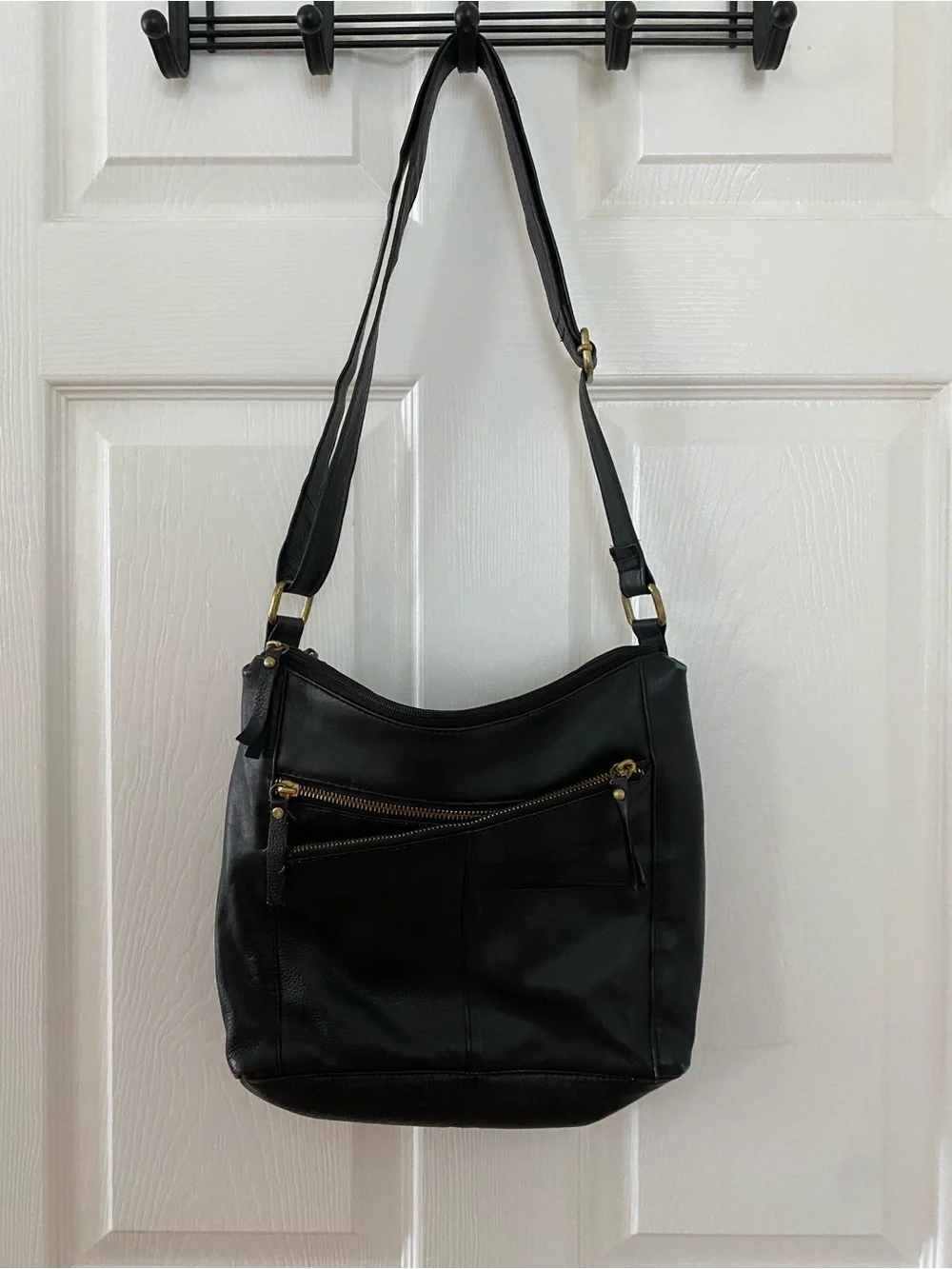 100% Genuine Leather Crossbody/Shoulder Bag-Soft Pebbled Leather-Brass Hardware